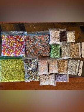 Assorted plastic crafting beads bundle